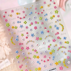 Mini Colourful Flower Black Yellow Petal Wreath 5D Chic Embossed Reliefs Delicate Self Adhesive Nail Art Stickers Manicure Decal (Online Order Only)