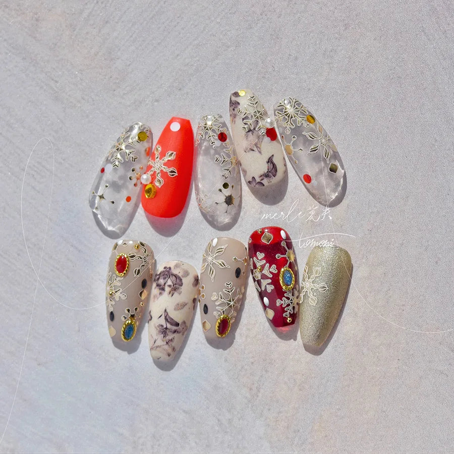 Bronzing Jelly Laser Snowflake Christmas Hot 5D Soft Embossed Relief Self Adhesive Nail Art Decoration Sticker 3D Manicure Decal (ONLINE ORDER ONLY)