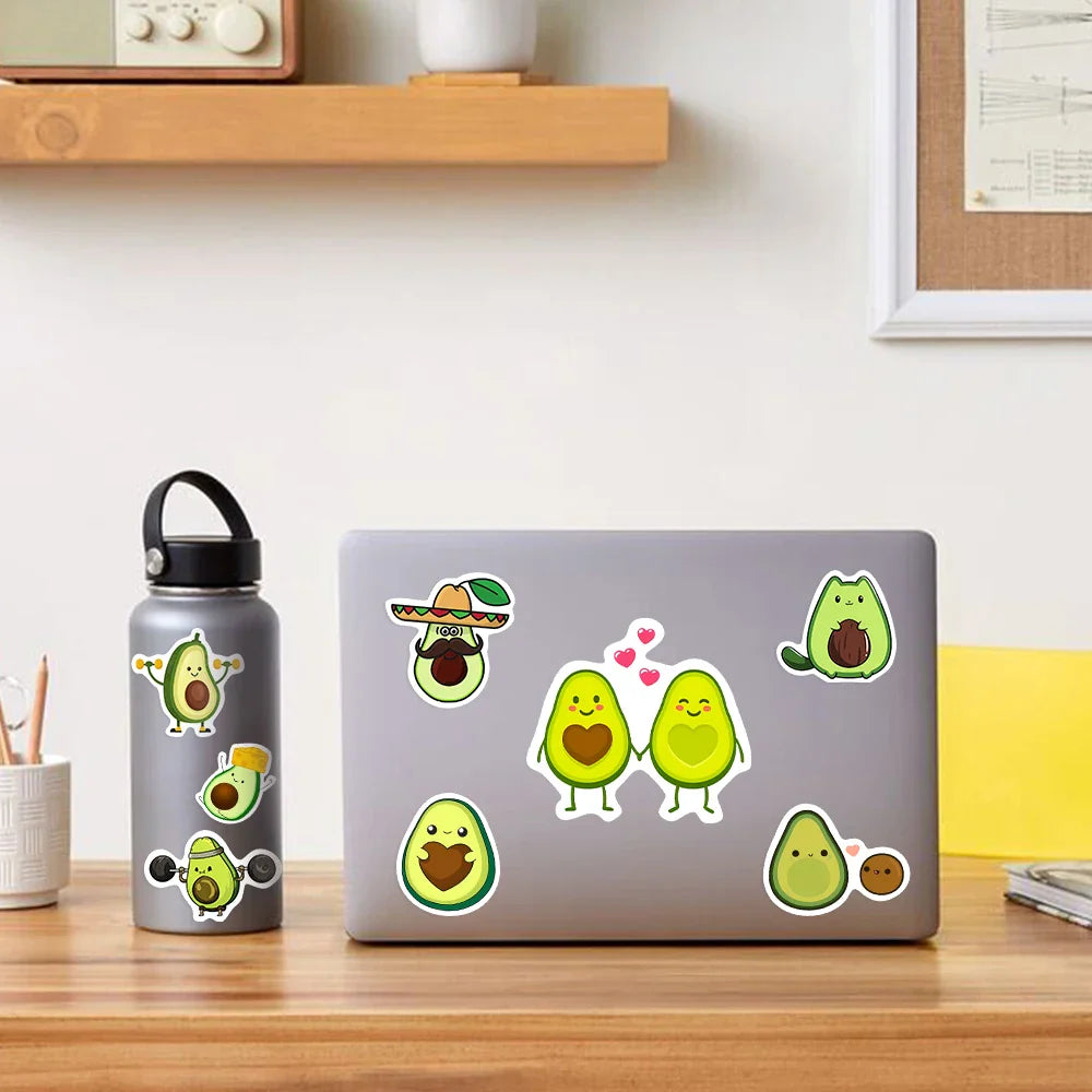 10/25/50PCS Cute Lovely Avocado Stickers Small Self-Adhesive Decals Photo Album Journal Scrapbook Luggage Refrigerator Notebook (ONLINE ORDER ONLY)