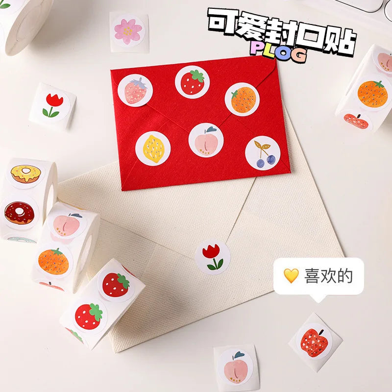 500pcs/roll Cute Strawberry Reward Stickers Scrapbooking  Fruit Envelope Seal Stickers For Birthday Party Favors Baking Goods (Online Order Only)