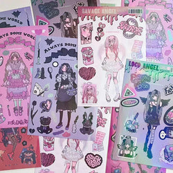 Korean ins Sweet Cool Girl Sticker Diary Scrapbooking DIY Album Decoration Sticker Aesthetic Stationery Art Supplies Personalizd (ONLINE ORDER ONLY)