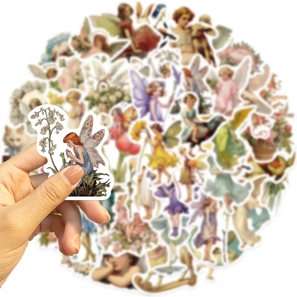 10/30/50PCS Oil Painting Elf Fairytale Cute Angel Stickers Decoration Skateboard Laptop Bike Suitcase Wall Decals Cartoon Toys (ONLINE ORDER ONLY)