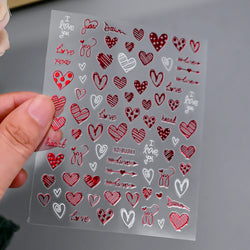 1pc Bohemian Valentine Nail Stickers 3D Self-Adhesive Fantasy Nail Art Glitter Sun, Heart, Lock, Star & Moon Designs Nail Decals (ONLINE ORDER ONLY)