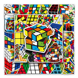 50Pcs Magic Cube Cartoon Waterproof Vinyl Stickers for Skateboard Snowboard (Online Order Only)