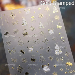 Hot Stamping Christmas Tree Bell Bowknot Cane Snowman Star Adhesive Nail Art Stickers Snowflake Glitter Powder Manicure Decals (ONLINE ORDER ONLY)