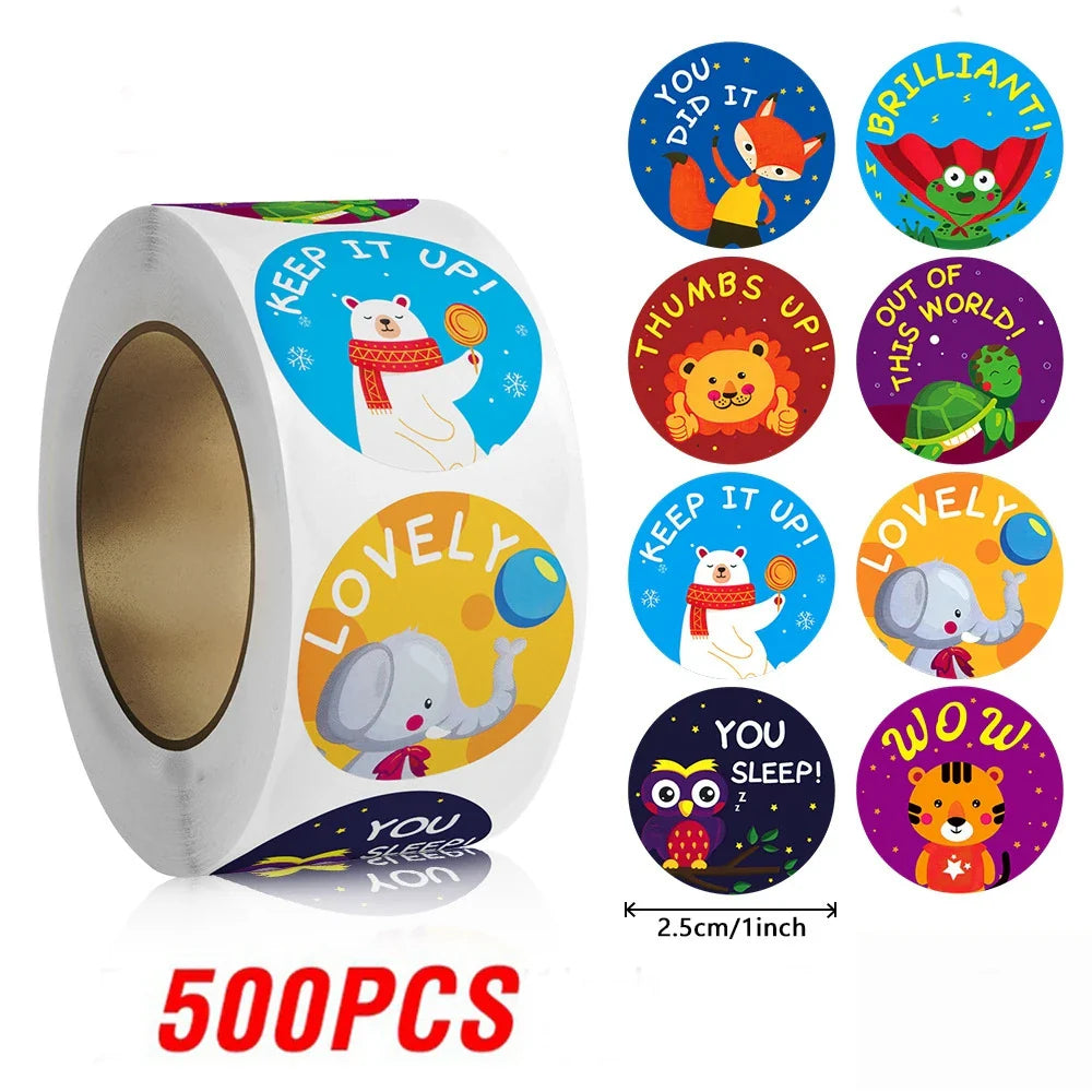 100-500pcs Cute Animal Panda Stickers for Envelope Praise Reward Student Work Label Stationery Seal Lables 1inch/2.5cm (ONLINE ORDER ONLY)