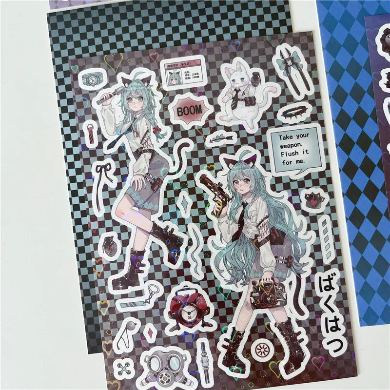 Sweet Cool Campus Girl Series Sticker Scrapbooking DIY Album Decoration Sticker Aesthetic Personalized Kawaii Stationery (ONLINE ORDER ONLY)