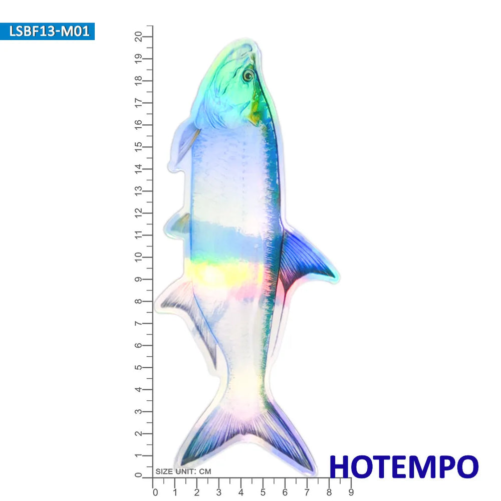 20cm Laser Big Size Sea Fish Go Fishing Style Salmon Stickers for Fisherman Boat Glass Luggage Motorcycle Car Waterproof Sticker (Online Order Only)