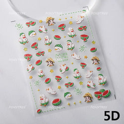 Cute Duck Pear Bowknot Mini Flower Duckling Line Bow Photo Frame Seal Stamp Figure Self Adhesive Nail Art Sticker Manicure Decal (ONLINE ORDER ONLY)