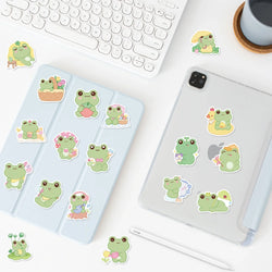 50Pcs Energetic Frog Stickers Waterproof Cute Animals Sticker Scrapbooking Skateboard Luggage Water Bottle Decals (ONLINE ORDER ONLY)