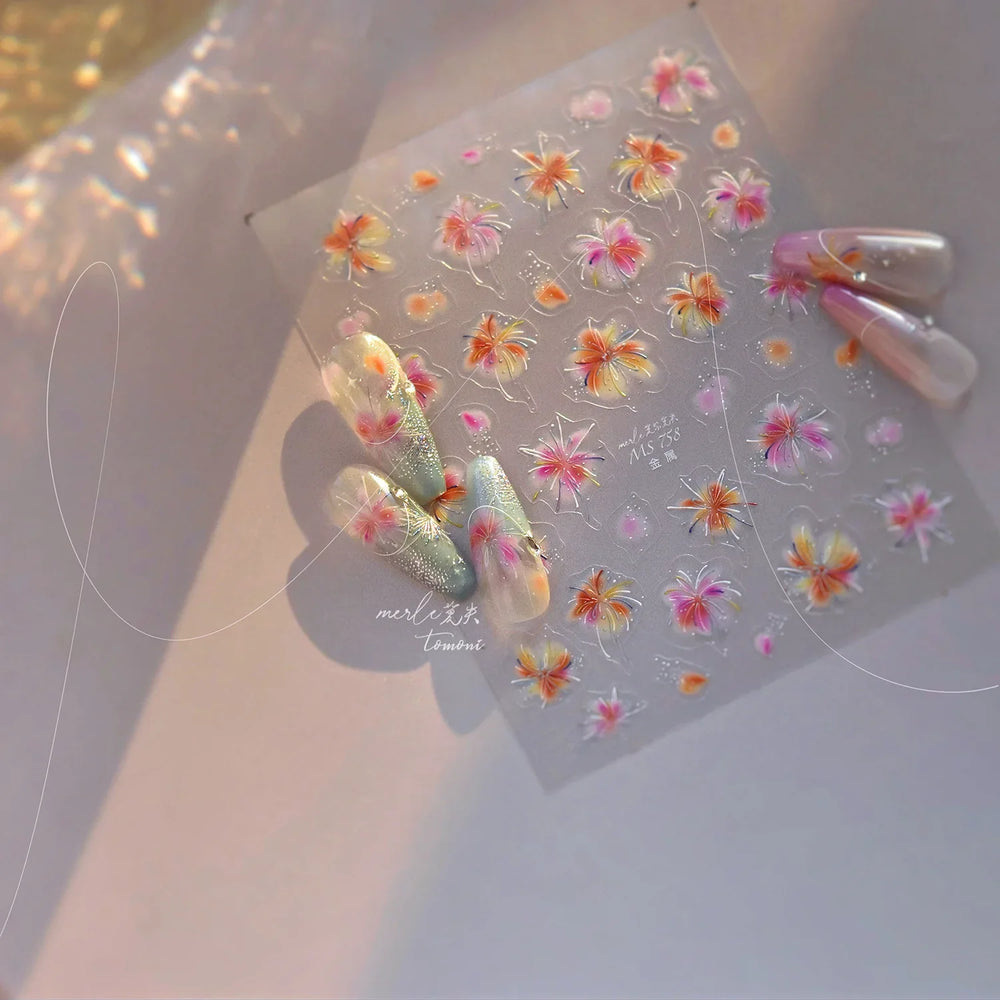 Fireworks Bloom Romantic Starry Sky Goldfish Metallics Color Gradient Self Adhesive Nail Art Stickers Halo Dyeing Manicure Decal (ONLINE ORDER ONLY)
