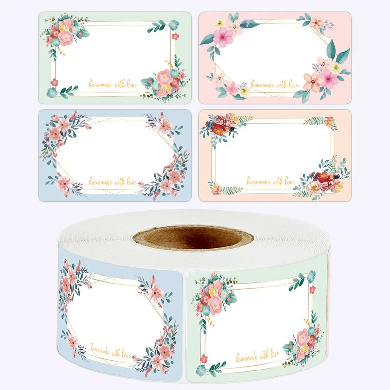 250pcs 3*5CM Flowers Name Labels Kitchen Blank Handwritten Date Stickers Refrigerator Freezer Food Storage Small Business (ONLINE ORDER ONLY)