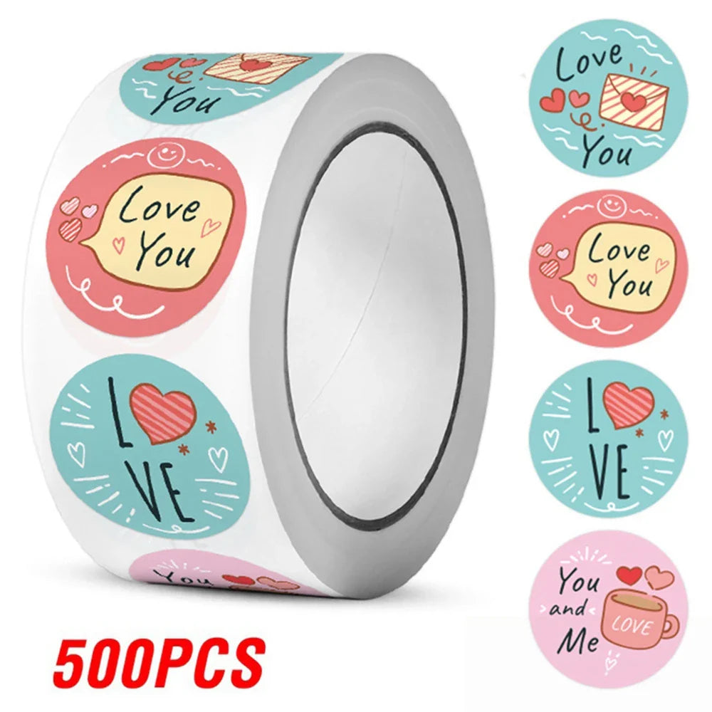 100-500pcs  New Cartoon I LOVE YOU Love Valentine Day Sticker Wedding Gift Packaging Labels Love Scrapbooking Diy Label Stickers (ONLINE ORDER ONLY)