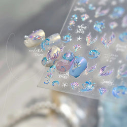 Shiny Mermaid Tail Fish Tail Sea Wave Jelly Spoondrift Shell Starfish Ocean Romantic Delicate Nail Art Stickers Manicure Decals (ONLINE ORDER ONLY)