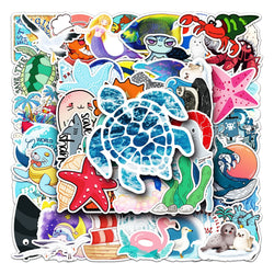 50Pcs Ocean Cartoon Waterproof Vinyl Stickers for Skateboard Snowboard (ONLINE ORDER ONLY)