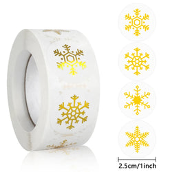 100-500Pcs Gold Snowflake Christmas Stickers Candy Bag Envelopes Sealing Label Christmas Gifts Box Decorations Sticker (ONLINE ORDER ONLY)