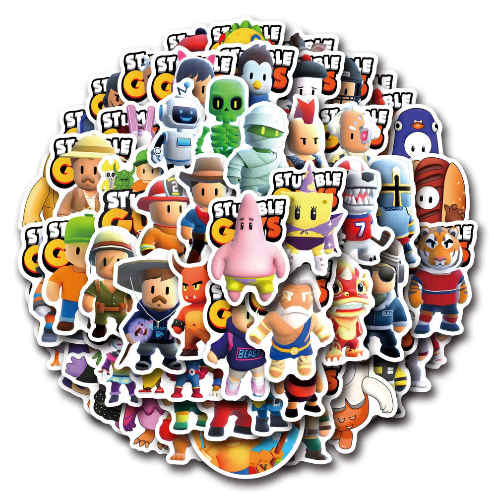 10/30/55PCS Funny Stumble Guy Stickers Cartoon Graffiti Sticker Game DIY Scrapbook Luggage Laptop Car Bike Skateboard Kids Toy (ONLINE ORDER ONLY)
