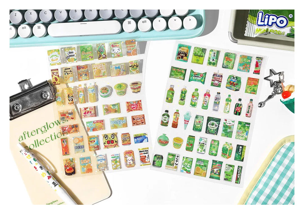 1 Sheets Snack House Series Sticker PET Star Flash Film Deco Scrapbook DIY Material Decoration Stationery Stickers (ONLINE ORDER ONLY)