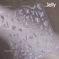 Green Blue Glass Butterfly Lily Flowers Star Line Water Droplet Charming Shiny Self Adhesive Nail Art Stickers Manicure Decals (ONLINE ORDER ONLY)