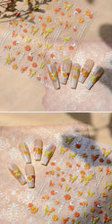 Gradual Asymmetric Butterfly Rose Flower Moon Ancient Poem 5D Reliefs Self Adhesive Nail Stickers JellyManicure Decals Wholesale (Online Order Only)