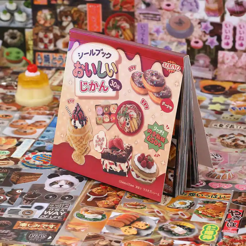 30 Pages Ins Retro Cute Dessert Cake Decorative Stickers Book Scrapbooking Phone Case DIY Journal Collage Material Sticker Gift (ONLINE ORDER ONLY)