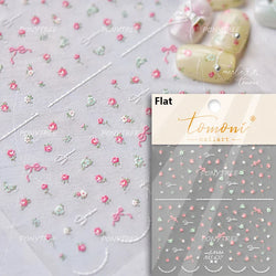 Mountain Flower Peach Blossom Vibrant Flowers Green Leaves Antique Chic Self Adhesive Nail Art Stickers Spring 3D Manicure Decal (ONLINE ORDER ONLY)