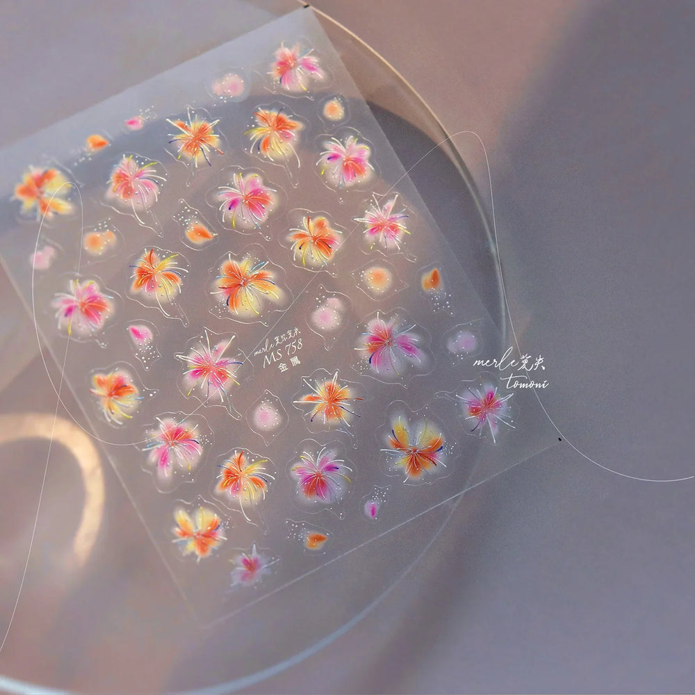 Fireworks Bloom Romantic Starry Sky Goldfish Metallics Color Gradient Self Adhesive Nail Art Stickers Halo Dyeing Manicure Decal (ONLINE ORDER ONLY)