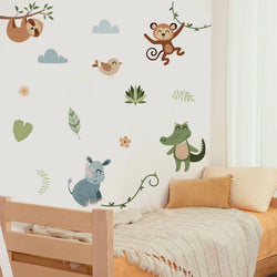 Cartoon Animal Wall Stickers: Giraffes, Lions, Crocodiles, Monkeys for Nursery & Bedroom Decor (ONLINE ORDER ONLY)