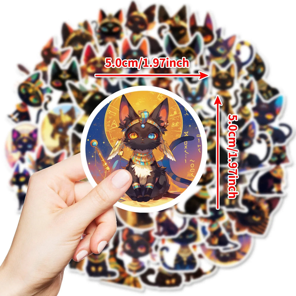 Egyptian Cat Cartoon Stickers for Phone Laptop Luggage Skateboard Gift (Online Order Only)