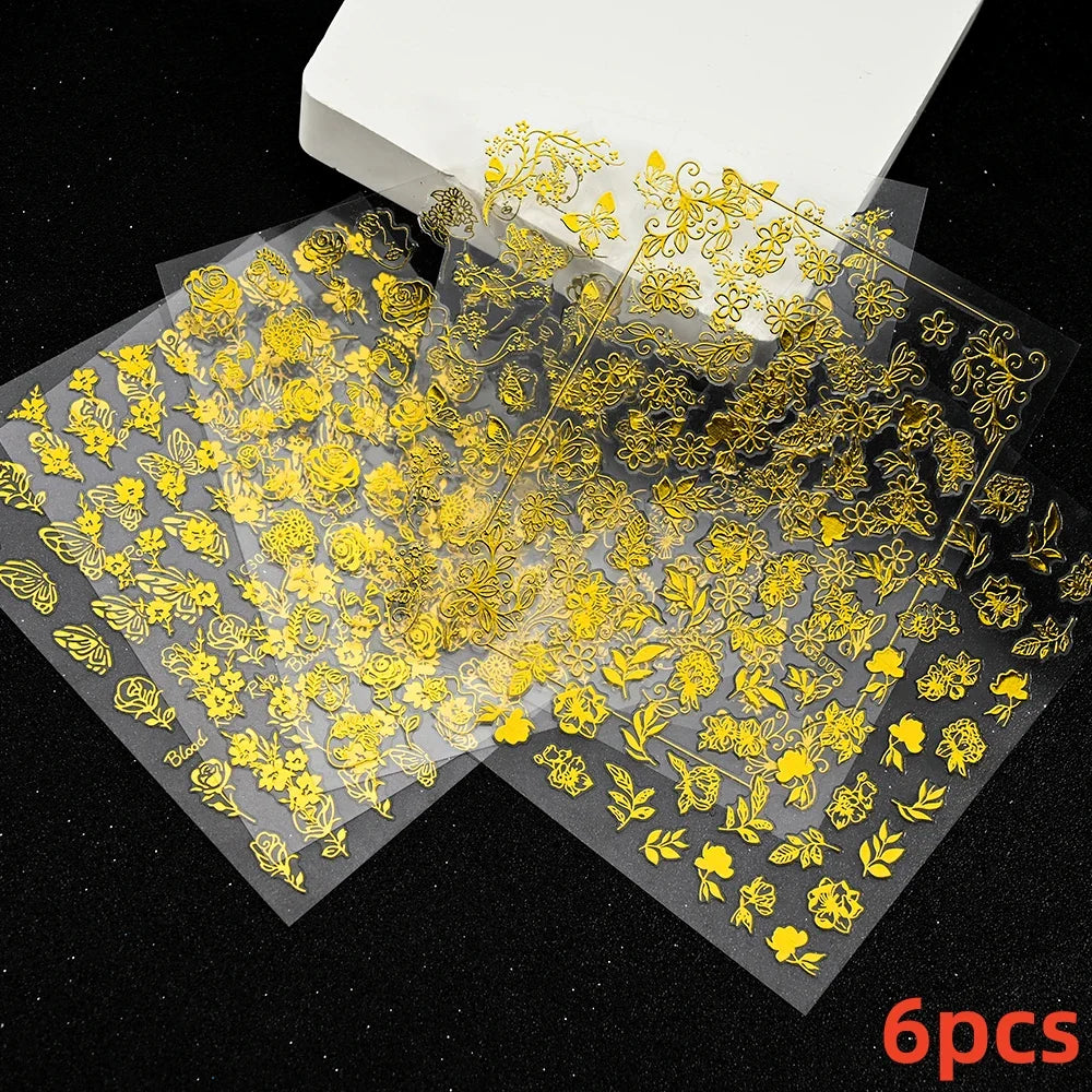 6 Sheets Moon/Star Nail Art Sticker Adhesive Gold Color Sticker Sheets Universal Constellation Shapes Sticker Art Decoration (ONLINE ORDER ONLY)