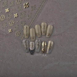 Gold Stamped Silver Totems Geometric Patterns Figure 5D Self Adhesive Nail Art Stickers Stars Bohemia Manicure Decals Wholesale (Online Order Only)