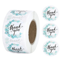 500pcs/roll Flowers Thank You Sticker Labels Round Reward Stickers Wedding Party Decor Envelope Seals Stickers Stationery (Online Order Only)