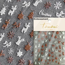 Black White Christmas Tree Snowflake Bowknot Snowman Socks Star Santa Hat Deer Rhinestone Winter Nail Art Sticker Manicure Decal (Online Order Only)