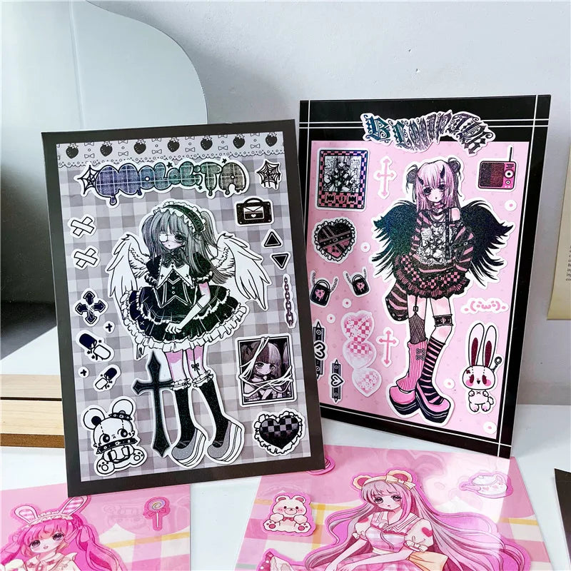 Korean Cute Maid Devil Angel Girl Stickers Scrapbooking DIY Album Decoration Sticker Aesthetic Personalized Kawaii Stationery (ONLINE ORDER ONLY)