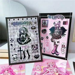 Korean Cute Maid Devil Angel Girl Stickers Scrapbooking DIY Album Decoration Sticker Aesthetic Personalized Kawaii Stationery (ONLINE ORDER ONLY)