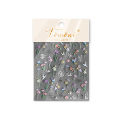 Hummingbird Iris Butterfly Peony Rose Tulip Daisy Lily Flowers Morning Glory Pearl Rhinestones Nail Art Sticker Decoration Decal (ONLINE ORDER ONLY)