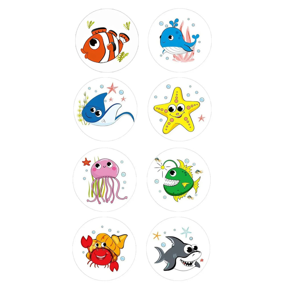 100-500pcs Marine Animals Reward Sticker 8 Designs Cartoon Stickers For Kids Gift Decoration Label Toys Stationery Sticker (Online Order Only)