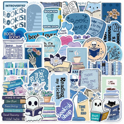 Cartoon Blue Bookish Reading Stickers for Laptop, Skateboard, Phone, Car - 10/30/50PCS (Online Order Only)