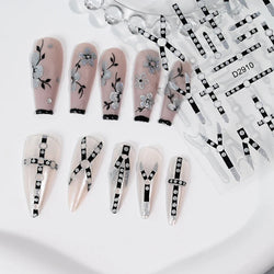 10pcs/Set Sparkling Silvery Floral Nail Art Stickers Self-Adhesive Glittery 5D Hibiscus & Cherry Blossom Decals for Manicure DIY (Online Order Only)