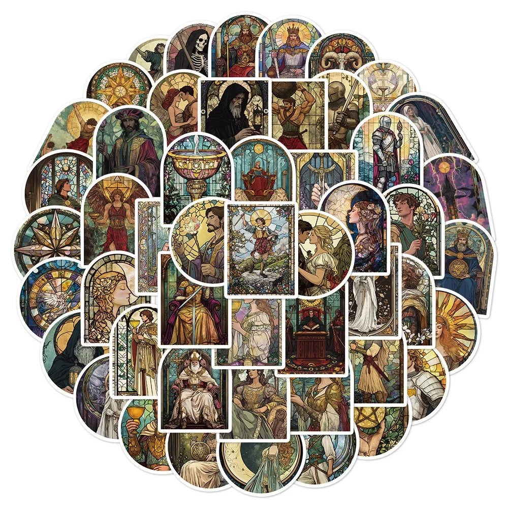 10/50PCS Vintage Tarot Card Graffiti Stickers European Style Goth Divination Decals DIY Skateboard Luggage Laptop Phone Sticker (Online Order Only)