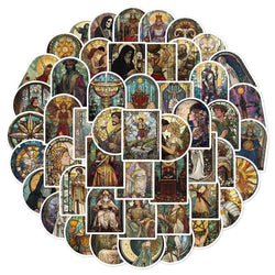 10/50PCS Vintage Tarot Card Graffiti Stickers European Style Goth Divination Decals DIY Skateboard Luggage Laptop Phone Sticker (Online Order Only)