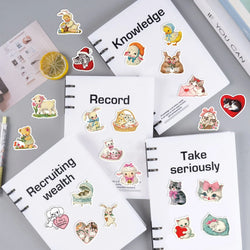 50Pcs Vintage Animals Clipart Animal Cartoon Stickers DIY Scrapbooking Guitar Snowboard Motorcycle Luggage Toy Sticker (ONLINE ORDER ONLY)