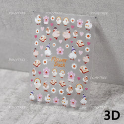 Cute Duck Pear Bowknot Mini Flower Duckling Line Bow Photo Frame Seal Stamp Figure Self Adhesive Nail Art Sticker Manicure Decal (ONLINE ORDER ONLY)