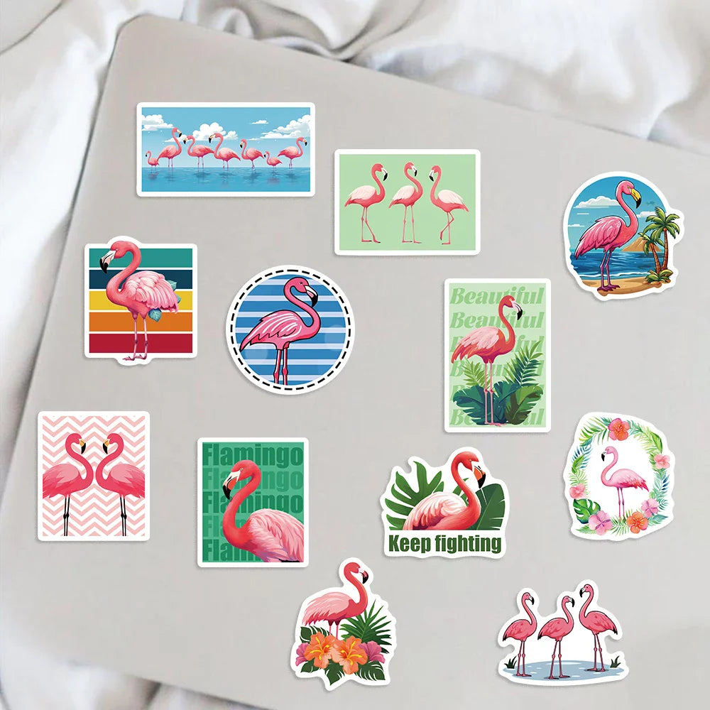 50pcs Flamingos Stickers Dream for DIY Girls Scrapbook Suitcase Water Bottle Phone Laptop Guitar Decal Cartoon Sticker Toys (Online Order Only)