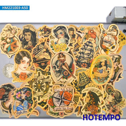 20/30/50Pieces Old School Style Sailor Tattoo Girls Retro Graffiti Stickers for Phone Luggage Bike Car Motorcycle Laptop Sticker (Online Order Only)