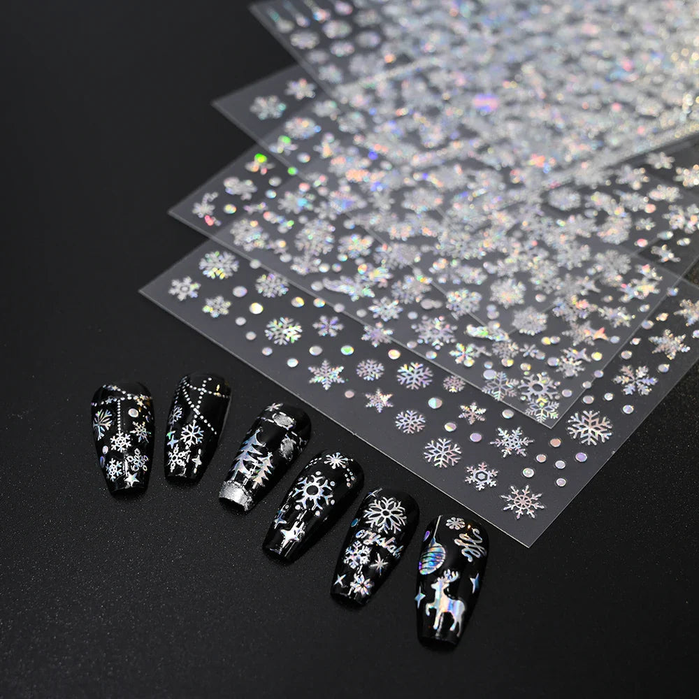 3D Snowflake Nail Art Decals Sliver Bronzing 3D Christmas Nail Art Decoration Self Adhesive Winter Christmas New Year Slides Y2K (ONLINE ORDER ONLY)