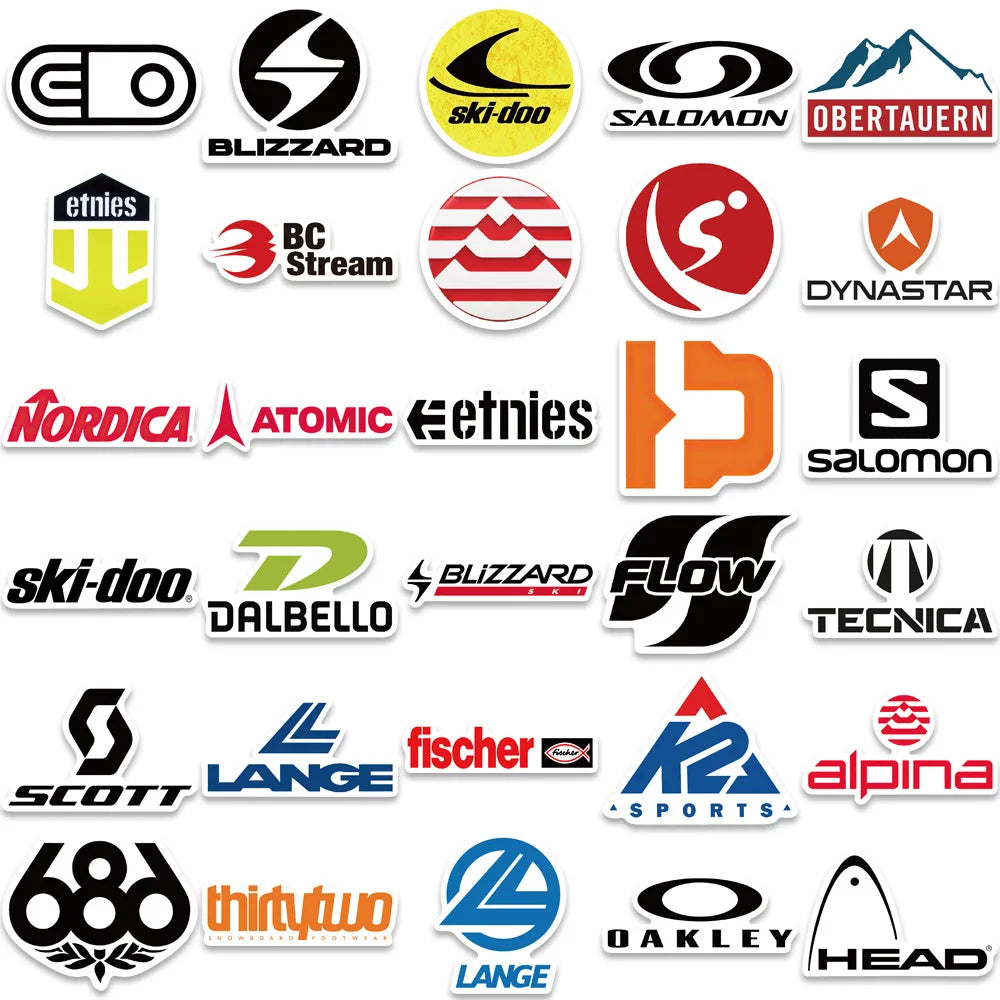 10/30/50PCS Cool Ski, Skate, and Snowbord Brand Logo Sticker Packs (ONLINE ORDER ONLY)