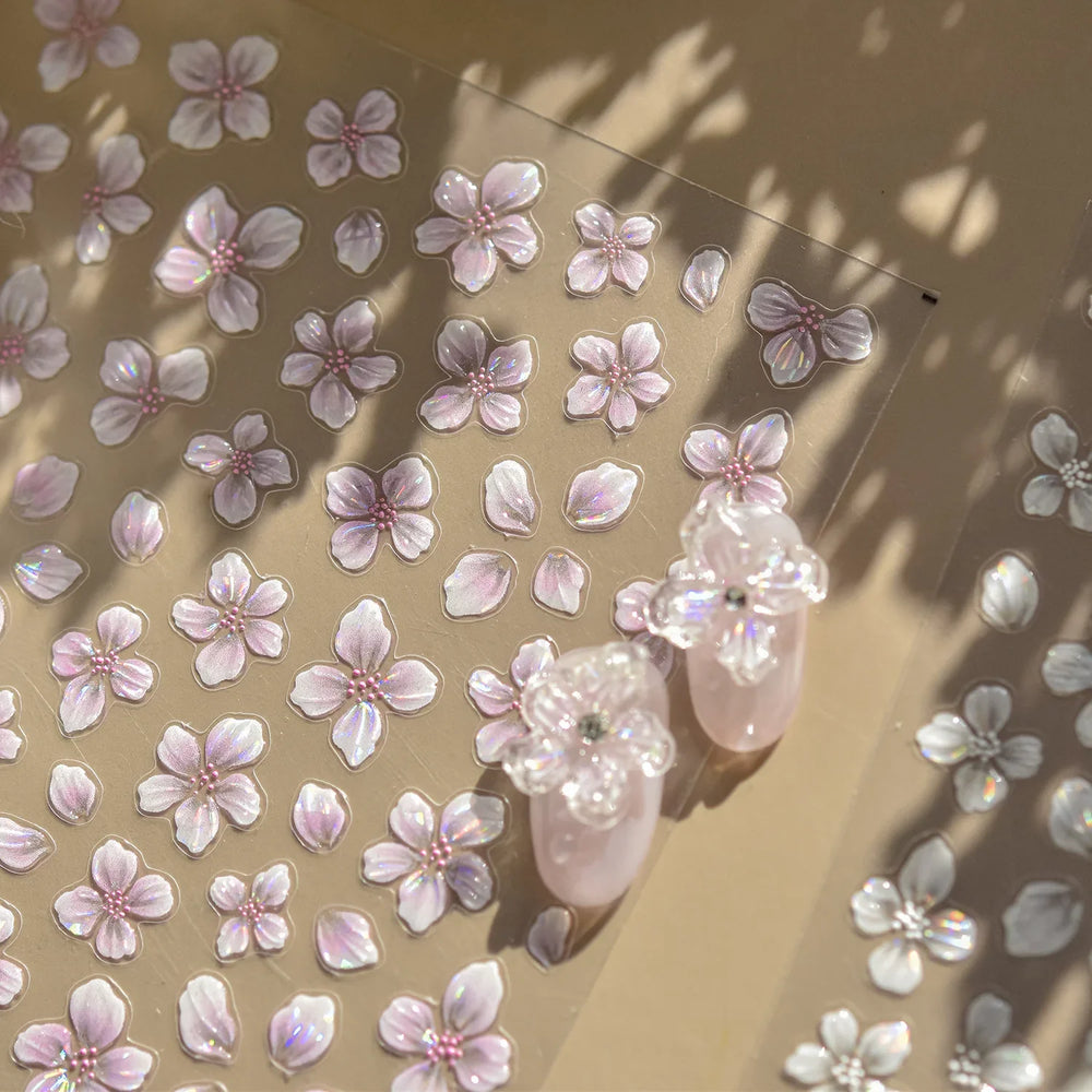 Vigour Crystal Flower Peach Blossom Garden Springtime Petal Self Adhesive Nail Art Stickers Chic Jelly Rhinestone Manicure Decal (ONLINE ORDER ONLY)