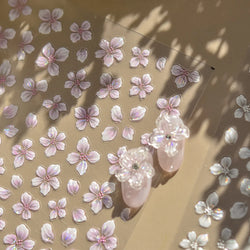 Vigour Crystal Flower Peach Blossom Garden Springtime Petal Self Adhesive Nail Art Stickers Chic Jelly Rhinestone Manicure Decal (ONLINE ORDER ONLY)