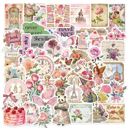 50PCS Retro Pink Collage Doodles Sticker Waterproof Graffiti Sticker Art Picture Luggage Home Scrapbook Cartoon Laptop (ONLINE ORDER ONLY)